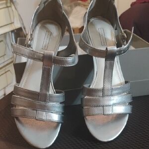 Laura Scott Metallic Silver Sandals